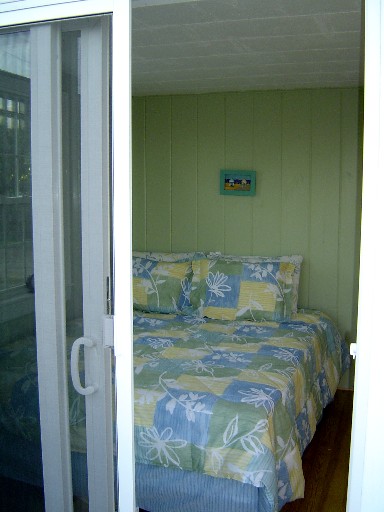 Lime Sorbet Bedroom From Deck Through Sliding Glass Door